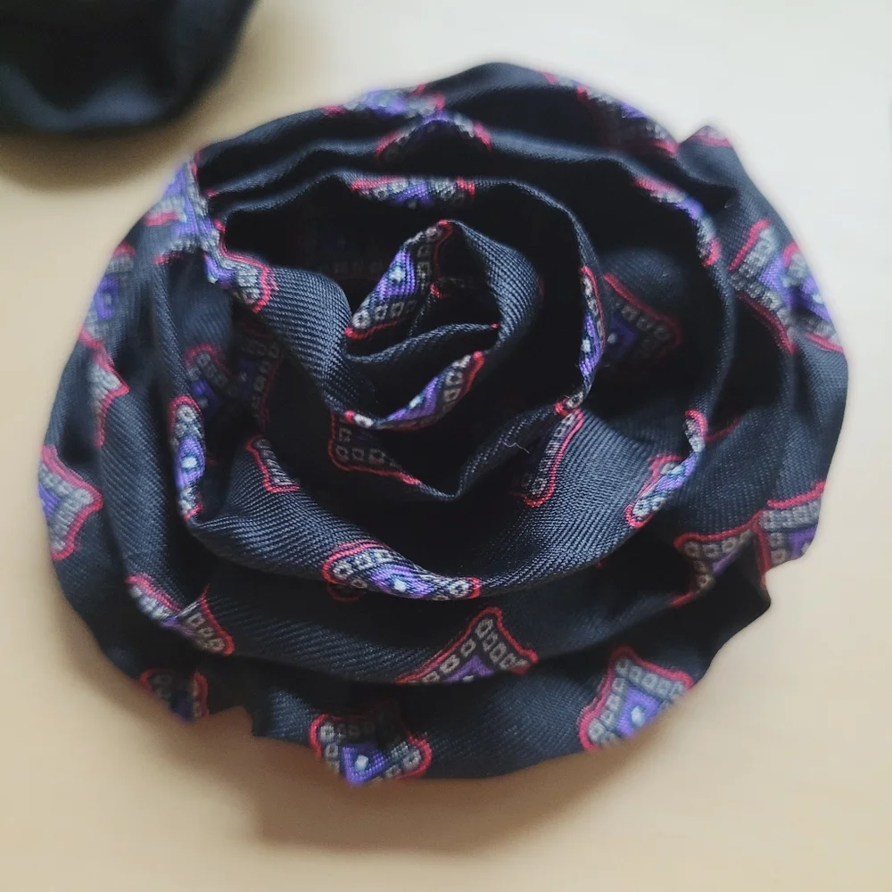 Set Of 2 Fabric Rosette Pins/Brooches/Boutonnieres